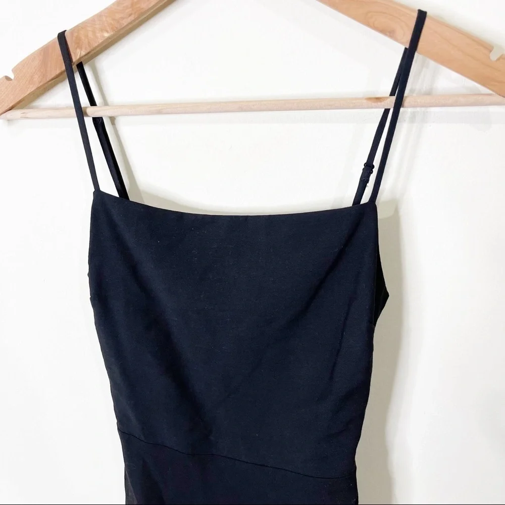 WAYF Black Bardot Smocked Ruched Open Back Mini Dress Size XS NWOT - Picture 4 of 8
